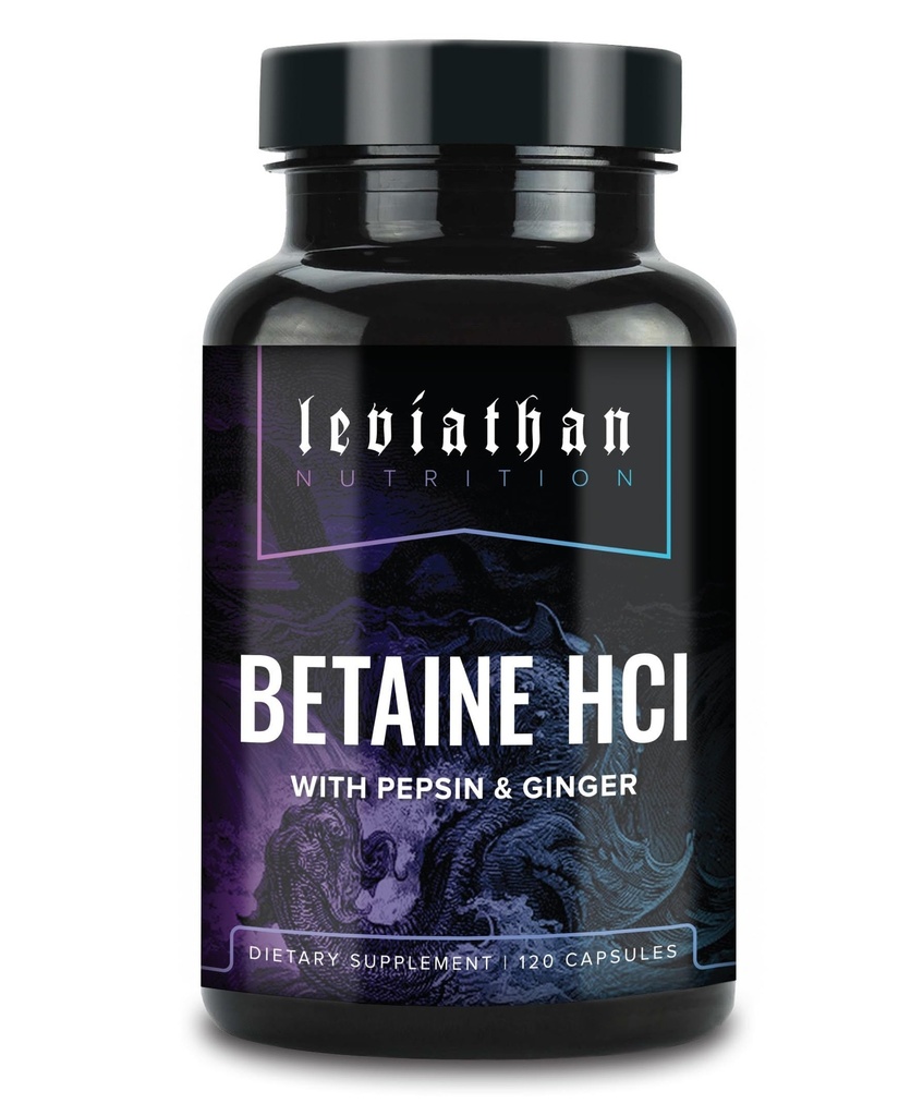 Leviathan Betaine HCl mit Pepsin & Ginger - Verdauungsenzym-Ergänzung für Verdauungshilfe & Unterstützung, Magensäure & Nährstoffaufnahme