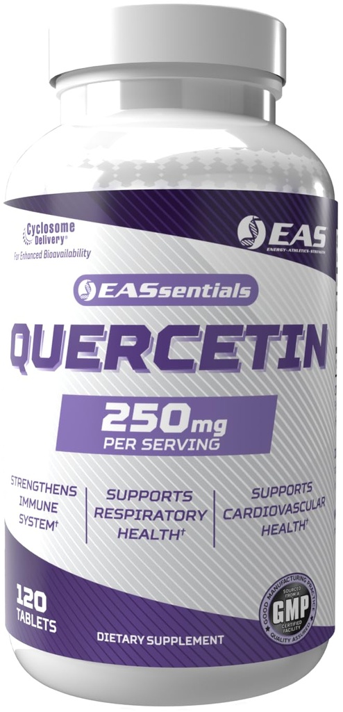 EAS Quercetin 250mg | Herz & Atmungsaktive Gesundheit | Unterstützt Immunantwort | Glutenfrei, Non GMO | Bessere Absorption mit Cyclosome Delivery | 120 Tabletten