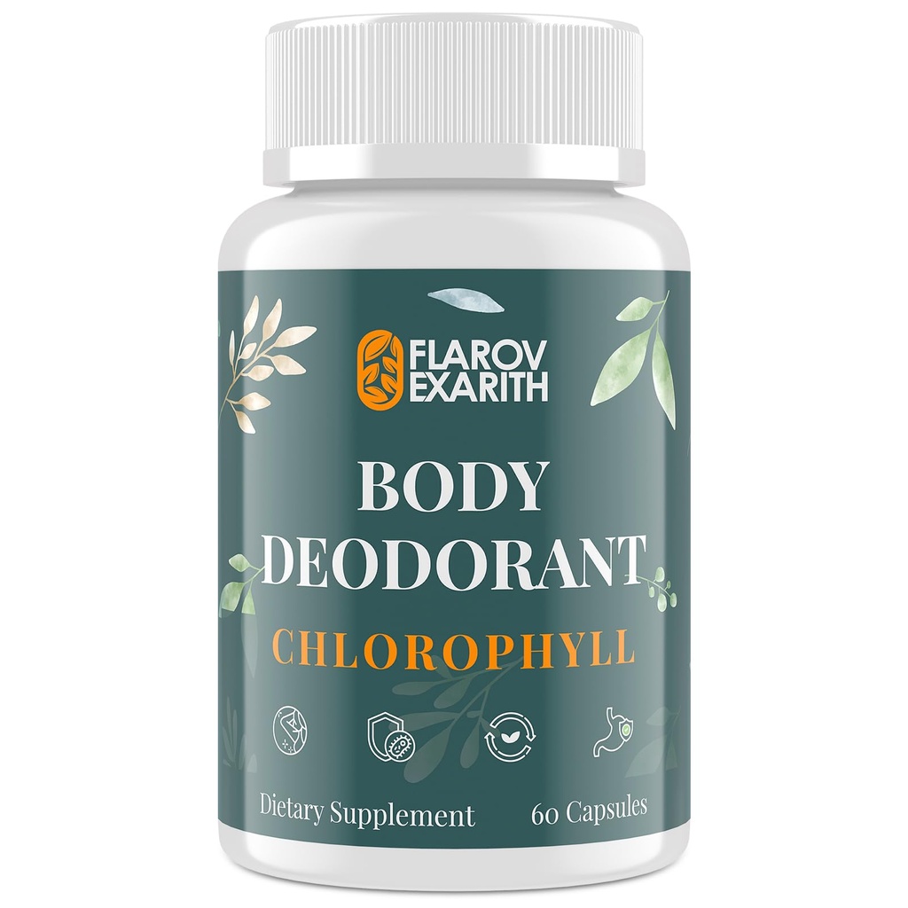 Women's Body Deodorizing Supplement – Chlorophyll Capsules for Body Odor, Fresh Breath & Gut Detox, for Social Confidence – Vegan with Matcha Green Tea, Apple Cider Vinegar (60 Caps)