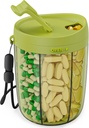 PULIV Large Pill Bottle Organizer, Supplement Organizer für die Holding 6 verschiedene Vitamine, Pill Box Case mit Anti-Mixing & Wide Opening Design, einfach zu nehmen Meds und 20 Stück Stick-on Labels, Grün