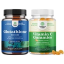 Bundle of Reduced Glutathione Supplement mit Milchdistel - 500 mg pro Servieren reines L Glutathion und Kaubares Vitamin C Gummi für Erwachsene - Ascorbinsäure Natürliche Gummy Immun Booster & Kalte Remedy