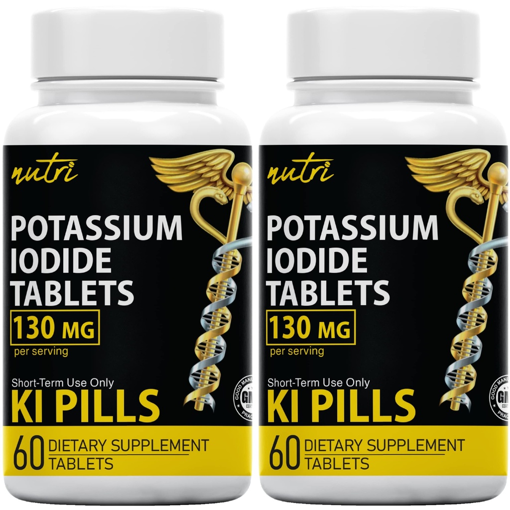 Nature's Fusions Kalium-Iodid Tabletten 130 mg (Pack von 2) - (120 Tabletten) EXP 10/2032 - Ki Pillen - Yoduro de potasio