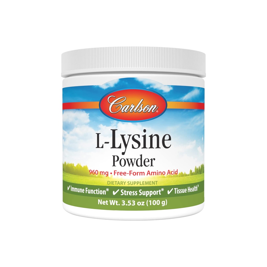 Carlson - L-Lysin-Pulver, Freiform-Aminosäure, 960 mg, Unterstützt gesunde Gewebe- und Muskelentwicklung, 3,53 Unzen (100 g)