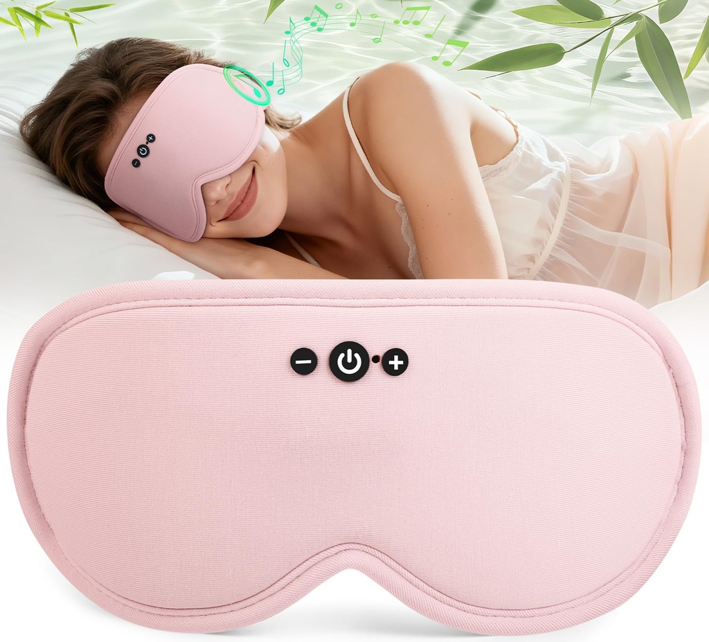 MUSICOZY Bamboo 3D Bluetooth Sleep Mask Headphones, Ultra-Soft Bamboo Fiber Wireless Sleep Headphones, Ultra-Thin Speakers, Double-Layer Detachable Eye Mask for Side Sleepers, Gifts for Men Women