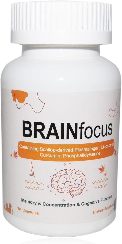 Vitamin E Gehirn-Ergänzungen für Gedächtnis & Fokus,Brain-Unterstützung mit Curcumin,Plasmalogen & Liposomal für verbesserte kognitive Funktion und Konzentration,60 Servietten