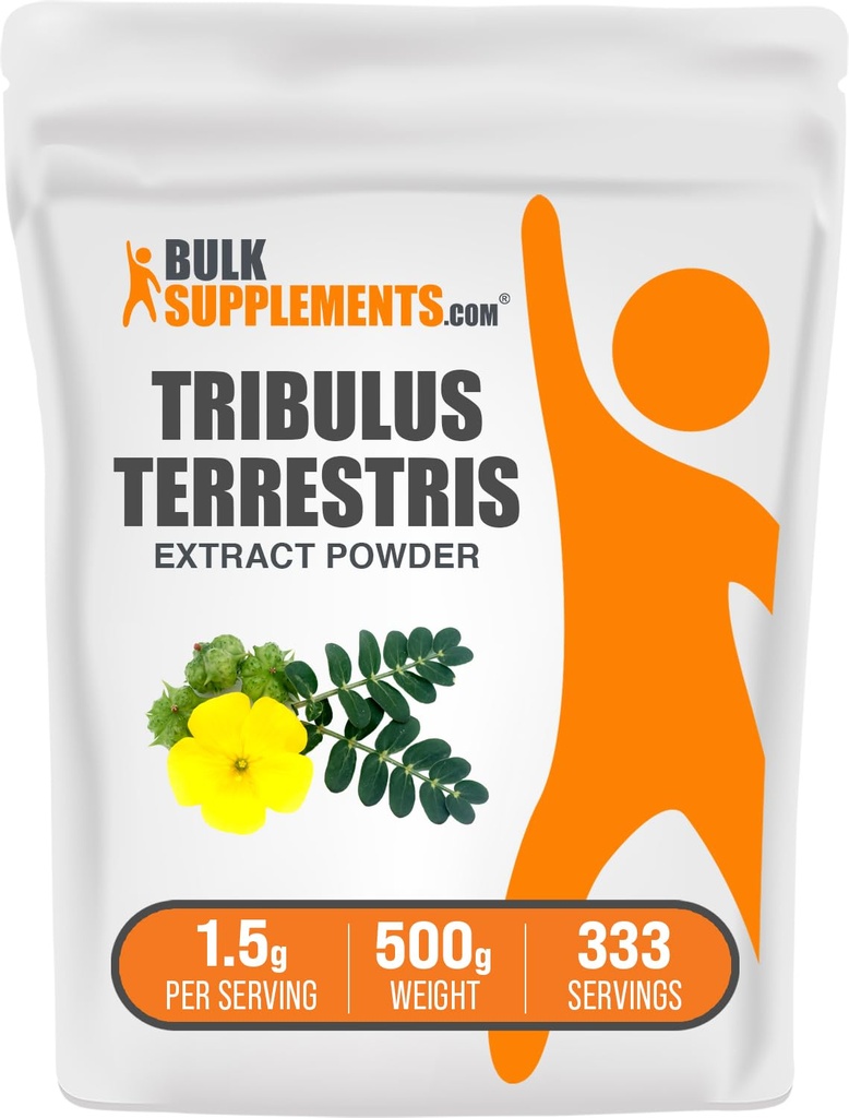 BulkSupplements.com Tribulus Terrestris Extrakt Pulver - Tribulus Terrestris Ergänzungen, Kräuterergänzung - Glutenfrei, 1,5g pro Servierung, 500g (1.1 lbs) (Pack von 1)
