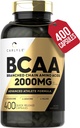 Carlyle BCAA Kapseln | 2000mg | 400 Pulver Pillen | Aminosäuren Ergänzung Mischung | für Frauen und Männer | mit L-Isoleucine, L-Leucine, L-Valine | Non-GMO und Gluten kostenlos
