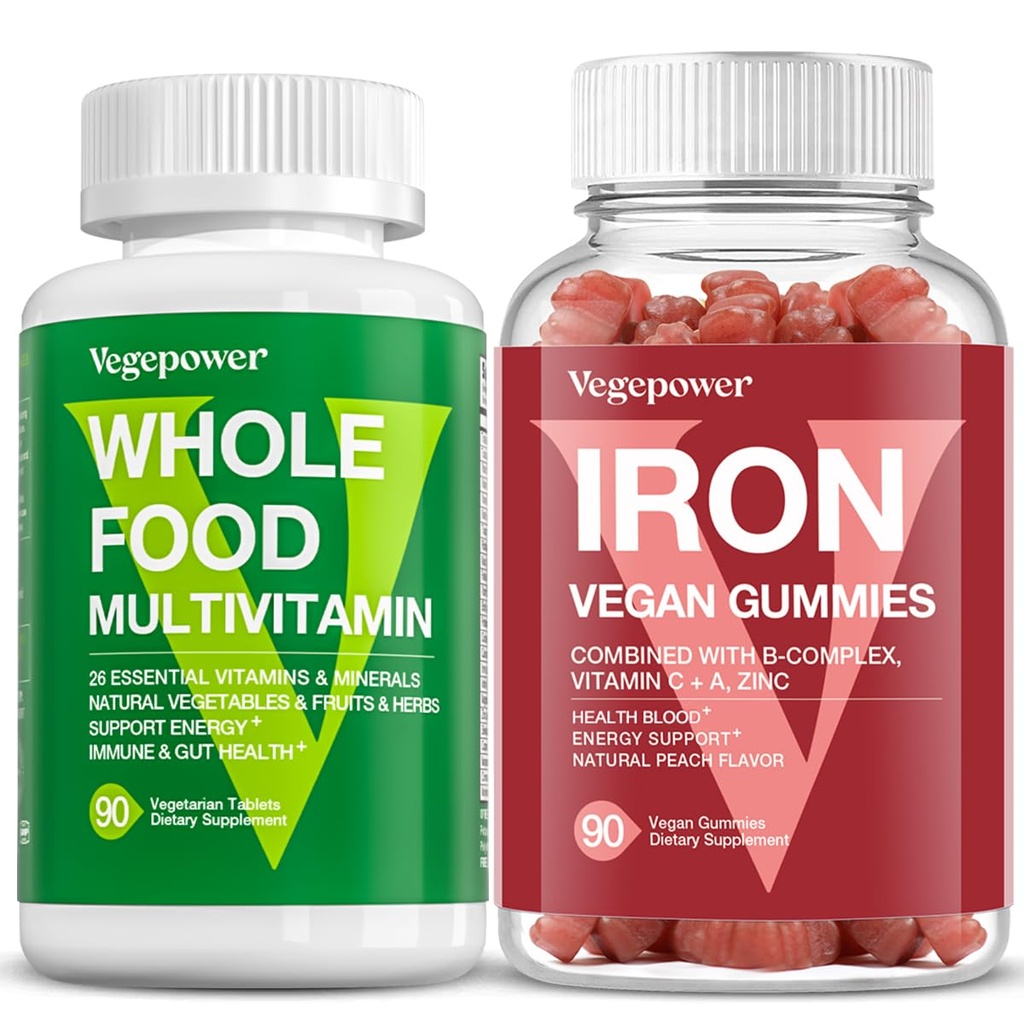 Ganze Nahrung Multivitamin + Eisen-Gummi | Ganze Nahrungsergänzungsmittel für Energie, Gut, Immune Gesundheit | Blut Gesunde & Energie Unterstützung für Eisenmangel, Anämie, 90 Ct