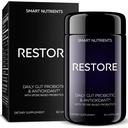 RESTORE Limited Edition | Digestive Probiotics & Antioxidant Daily Supplement | Supports IBS & Gut Health | 4 Clinically Proven Strains with 3 Spore-Based Probiotics | 60 Caps | 30 Day Supply, 1-Pack