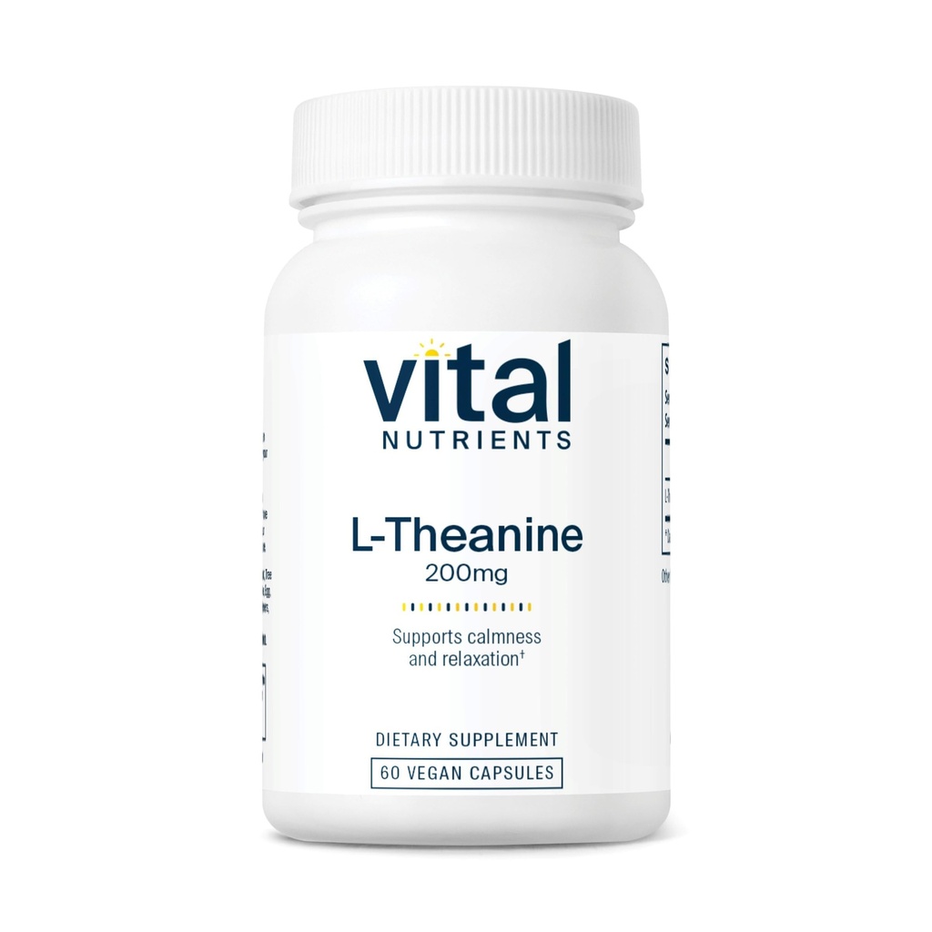 Nutriments vitaux L-Theanine 200mg.com Supplément végétalien L Theanine soutient les niveaux de stress normal et la fonction cognitive.