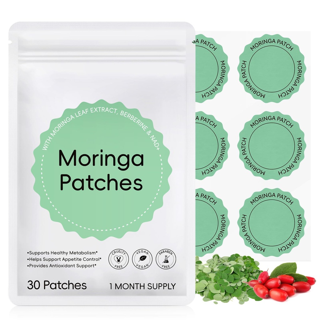 Moringa Patches, Moringa X Berberine Patches for Men & Women, 8-Hour Sustained Release (1 Pack)