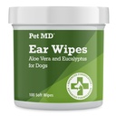 Pet MD Hundereinigung Wipes – Otic Cleanser für Hunde, Beruhigende Ohrenpflege mit Aloe Vera & Eucalyptus, Regular Wipes, 100 Count