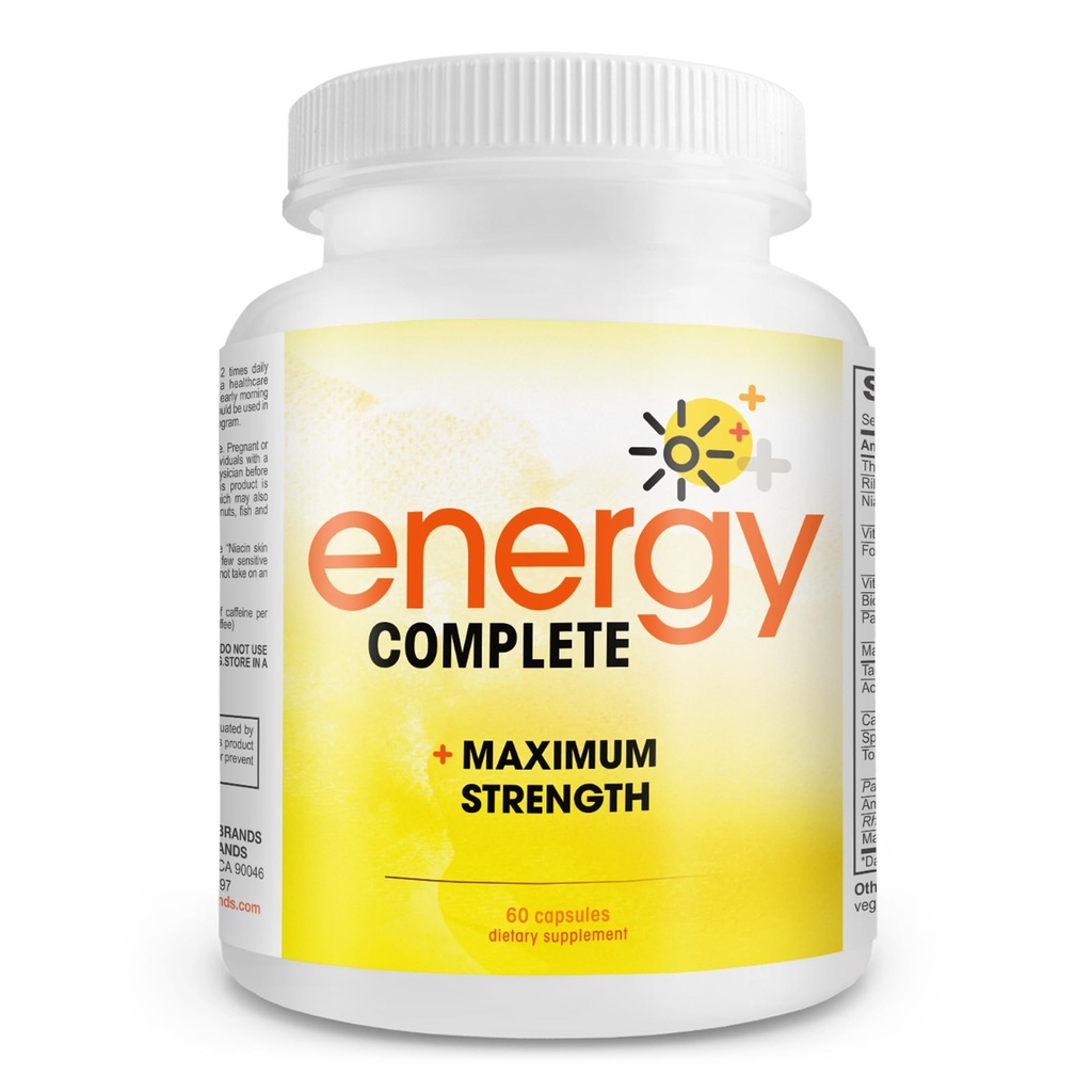 Energy Complete - 18-in-1 Vegan Energy and Focus Supplement - Vegan Koffein Pillen (60 tägliche Kapseln)