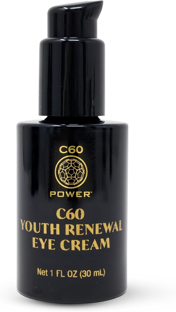 C60 Power Youth Renewal Eye Cream - Augencreme für Falten & Puffiness, Anti Aging Hautpflege für Frauen & Männer, Mit 99,99% Pure Sublimated C60, Kupfer Peptide, & High-Quality Zutaten - 1 fl oz