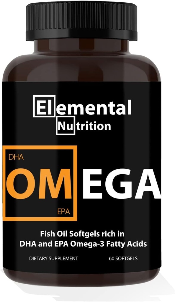 Oméga-3 d'huiles de poisson – 60 Softgels Valeur Bouteille d'Eicosapentanoïque (EPA) et d'acide docohexaénoïque (DHA) dans un pot à poignée noir