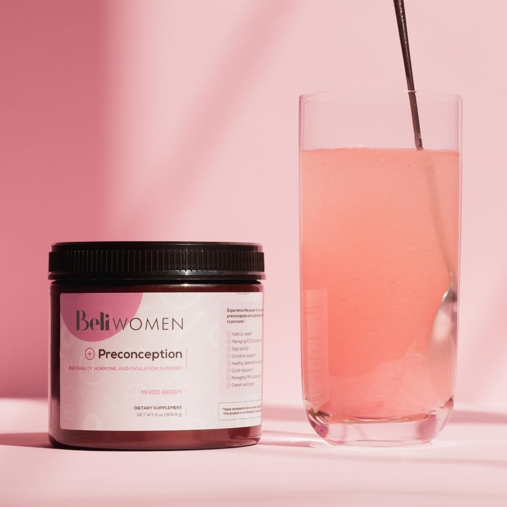 Beli Preconception Supplement für Fruchtbarkeit, Eierqualität, PCOS, Hormone und Ovulation. Berry Flavored Drink Mix Powder - Unterstützung für PCOS & PMS. Hergestellt mit Inositols, CoQ10, Acai, NAC und mehr.