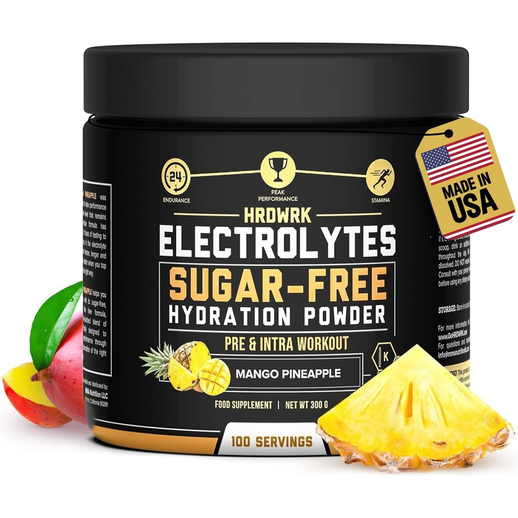 HRDWRK Elektrolyte Pulver mit Magnesium, Kalium - Zucker Freie Elektrolyte erhöhen Ausdauer und reduzieren Fatigue mit dieser Elektrolyt-Ergänzung - maximale Hydration - Keto Friendly