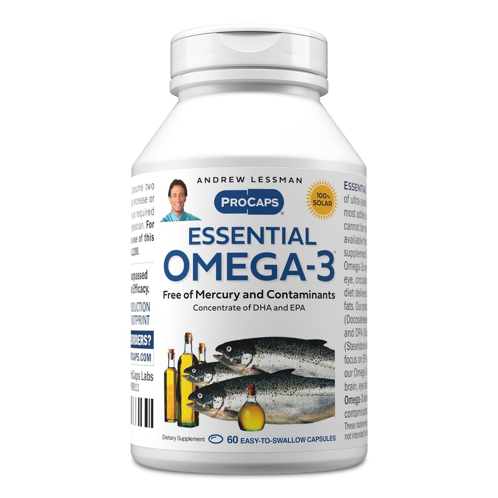 ANDREW LESSMAN Essential Omega-3 Unflavored - 60 Softgels - Ultra-Pure, High Potency Omega-3 Öle. Hohe DHA, keine Stomach Upset, keine Verunreinigungen, keine Merkur. Kleine leicht zu schlucken Softgels
