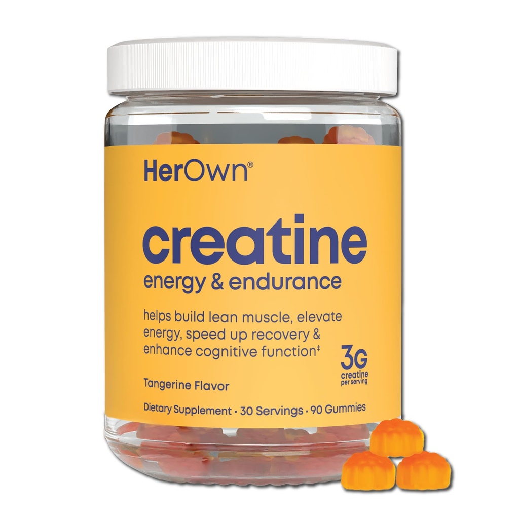 her own Creatine Gummies for Women – 3g Creatine Monohydrate per Serving – Energy, Endurance & Glute Support – Sugar Free, Vegan, Gluten Free, Non-GMO – Tangerine Flavor, 90 Gummies