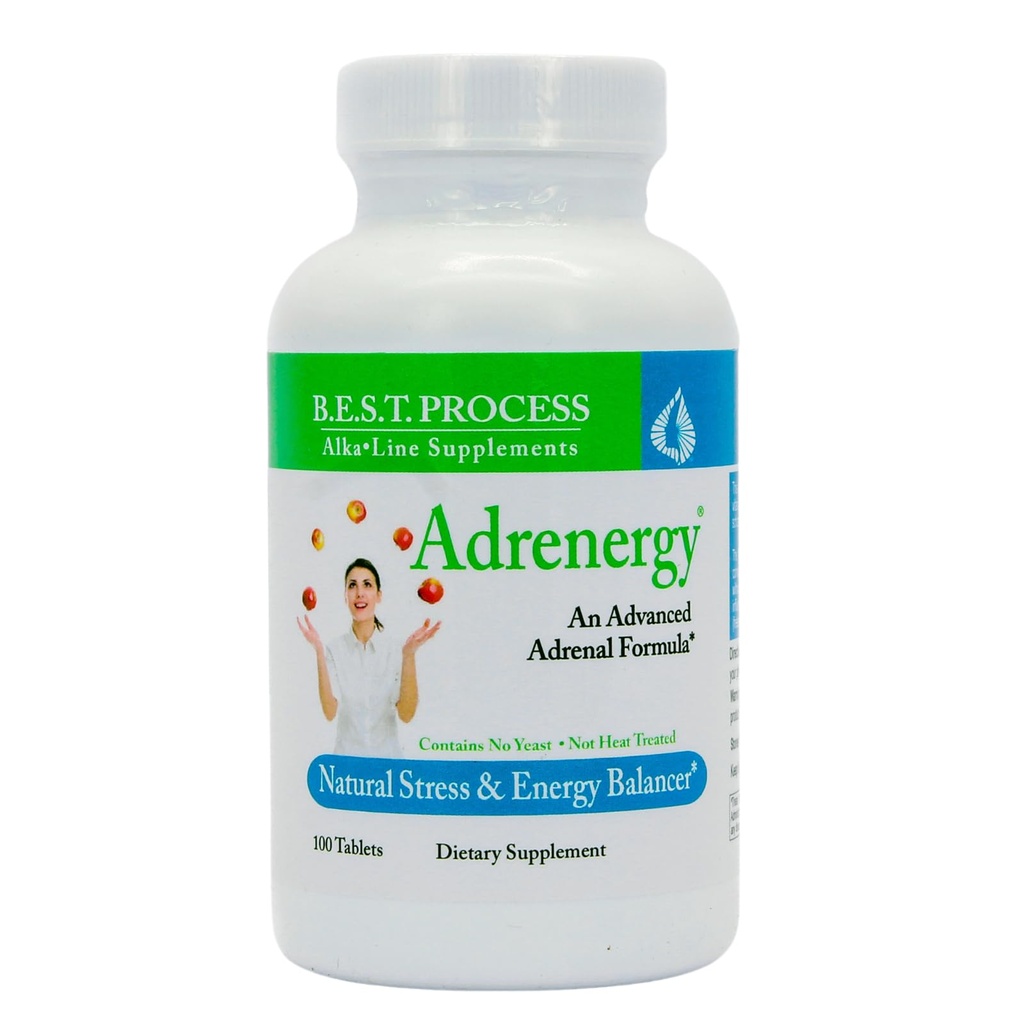 Adrenergy Best Process Alkaline — Natürliche Adrenalunterstützung mit Adrenal Gland Extract, Adaptogene, Vitamine & Minerals