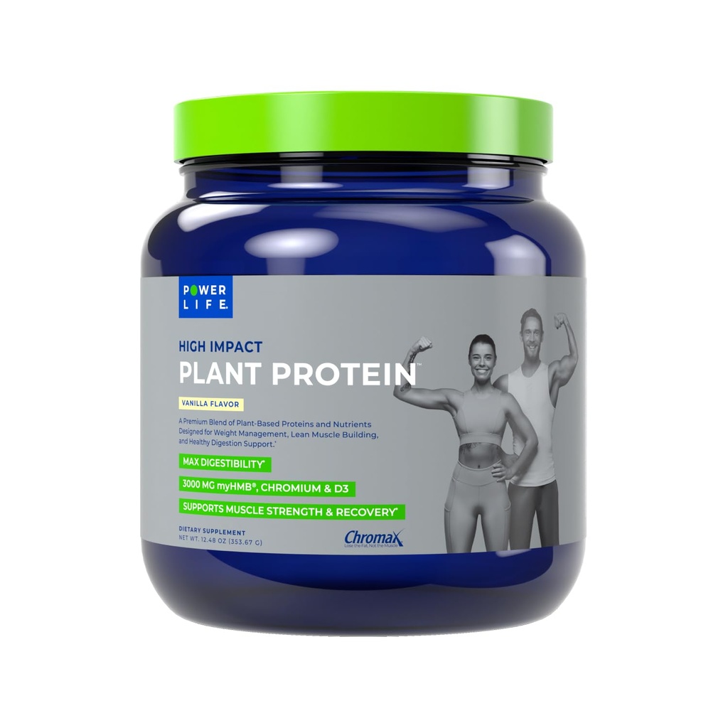 POWERLIFE Hochleistungspflanzenproteinpulver mit 3000 MG HMB, pflanzenbasiert, kein Zucker hinzugefügt, Vegan, Keto Friendly, Non-GMO (Vanilla - Neue Formel)