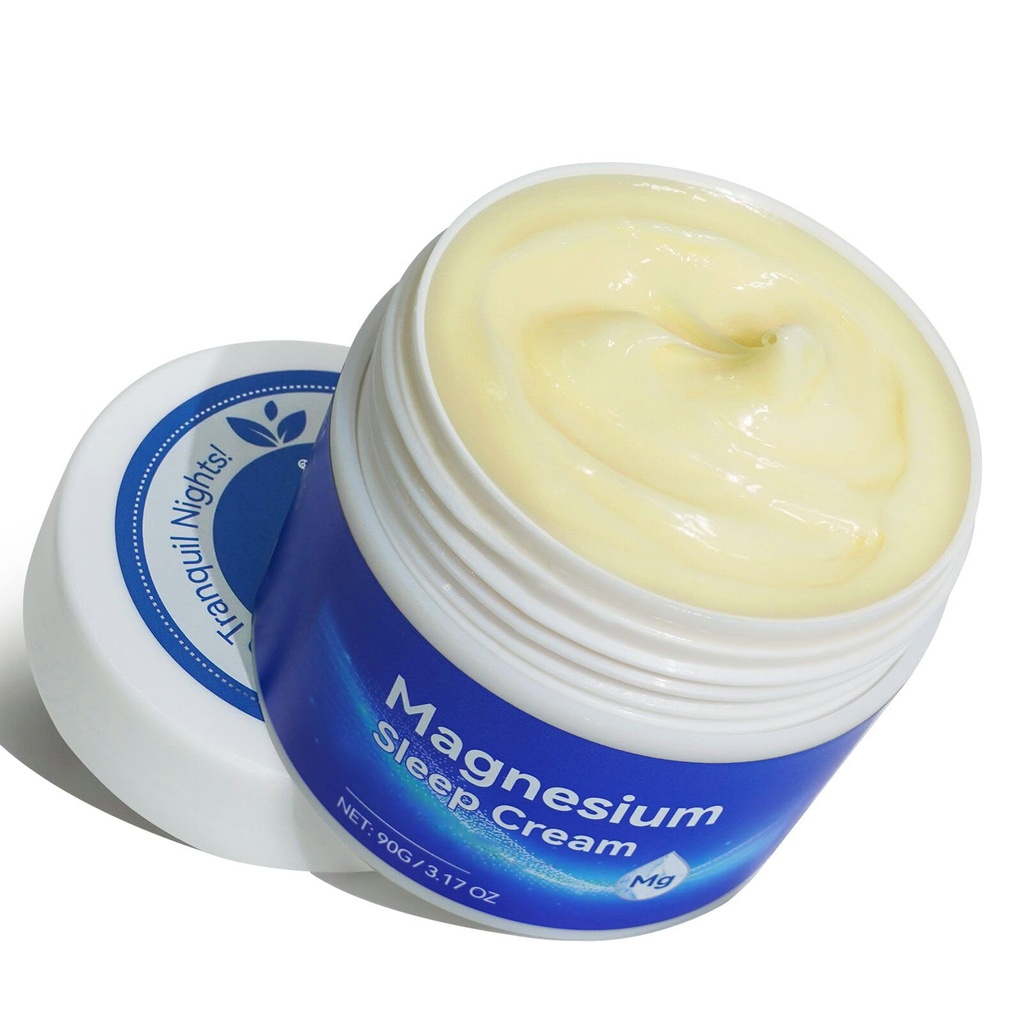 Magnesiumcreme für Schlaf - reines Premium-Magnesiumöl für Füße mit Vitamin E, Magnesium Lotion für Körper und Mandelöl für Muskeln Soreness, Safe für Kinder