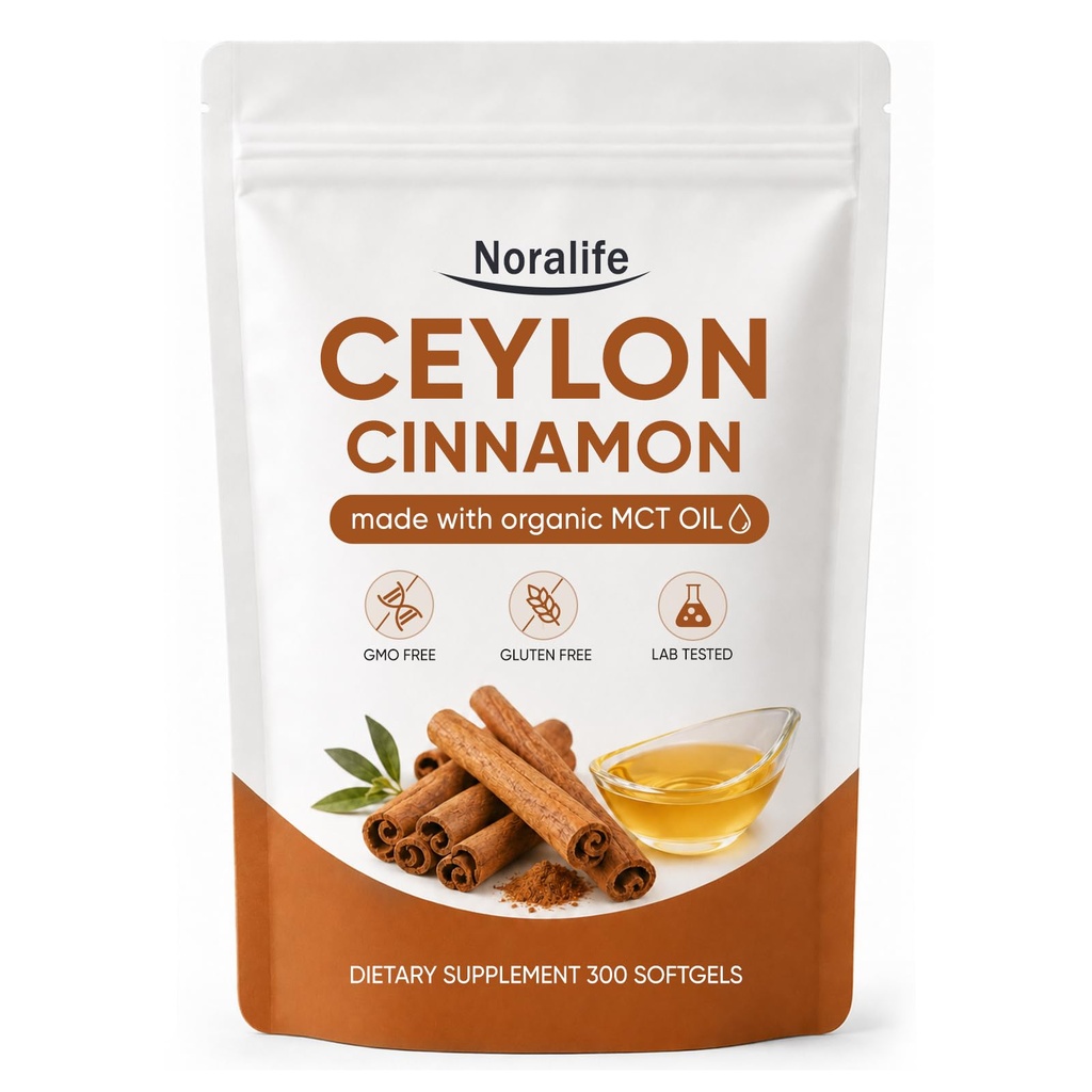 Noralife Ceylon Cinnamon SoftGels with MCT Oil, Highly Bioavailable Herbal Extract, Non-GMO, Gluten Free - 300 Softgels (1pcs)
