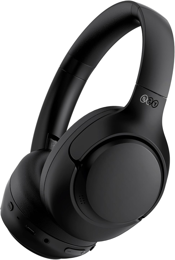 QCY H3 ANC Bluetooth Kopfhörer über Ohr, Active Noise Cancelling Bluetooth 5.4 Kopfhörer mit Mikrofonen, Hi-Res Audio Sound, Multipoint Connection, 60H Playback, Custom EQ via App(Schwarz)