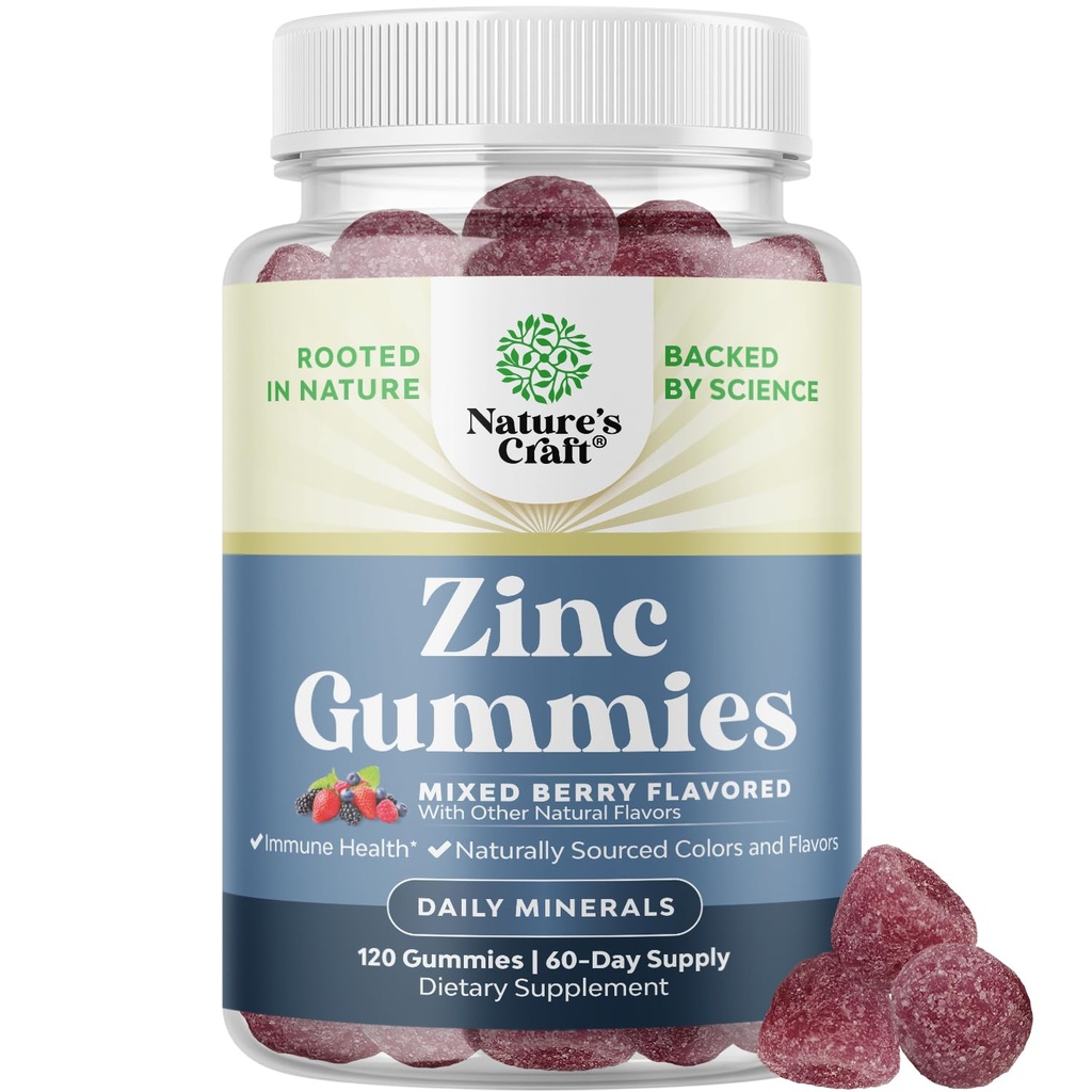 Extra Strength Zink-Gummien für Erwachsene - Kaubare Zink-Ergänzungen für Frauen & Männer für Energie & Immununterstützung - Vitamine & Mineral-Ergänzungen - 120 Chews