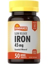 Sundance Iron 45mg Pilules à libération lente (50 comprimés) Supplément minéral essentiel (50 comprimés) Formule végétarienne, non-OGM et sans gluten