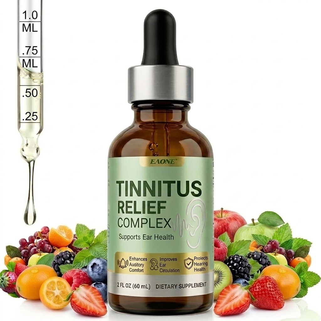 Tinnitus Relief for Ringing Ears, 60ml Natural Tinnitus Relief Drops for Inner Ear Health, Soothes Ears Buzzing and Noise, Supports Auditory Clarity and Comfort, Premium Blend Formula for Women Men