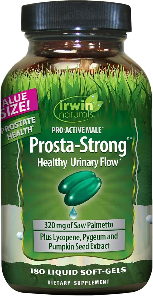 Irwin Naturals Prosta-Strong - 180 Softgels - Prostata-Gesundheitsunterstützung mit Sägepalme, Lycopin und Kürbis Seed - Unterstützt Urinärfluss