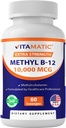 Vitamatic Methyl B12 (Methylcobalamin) 10.000 mcg – 60 Lozenges – Überlegene Quelle von Vitamin B12 für Energie & Nerve Gesundheit