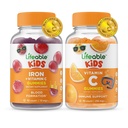 Fer et vitamine C vieables Enfants + Vitamine C Enfants, Gommies Bundle - Grande dégustation, supplément de vitamine, sans gluten, sans OGM, gommy à croquer