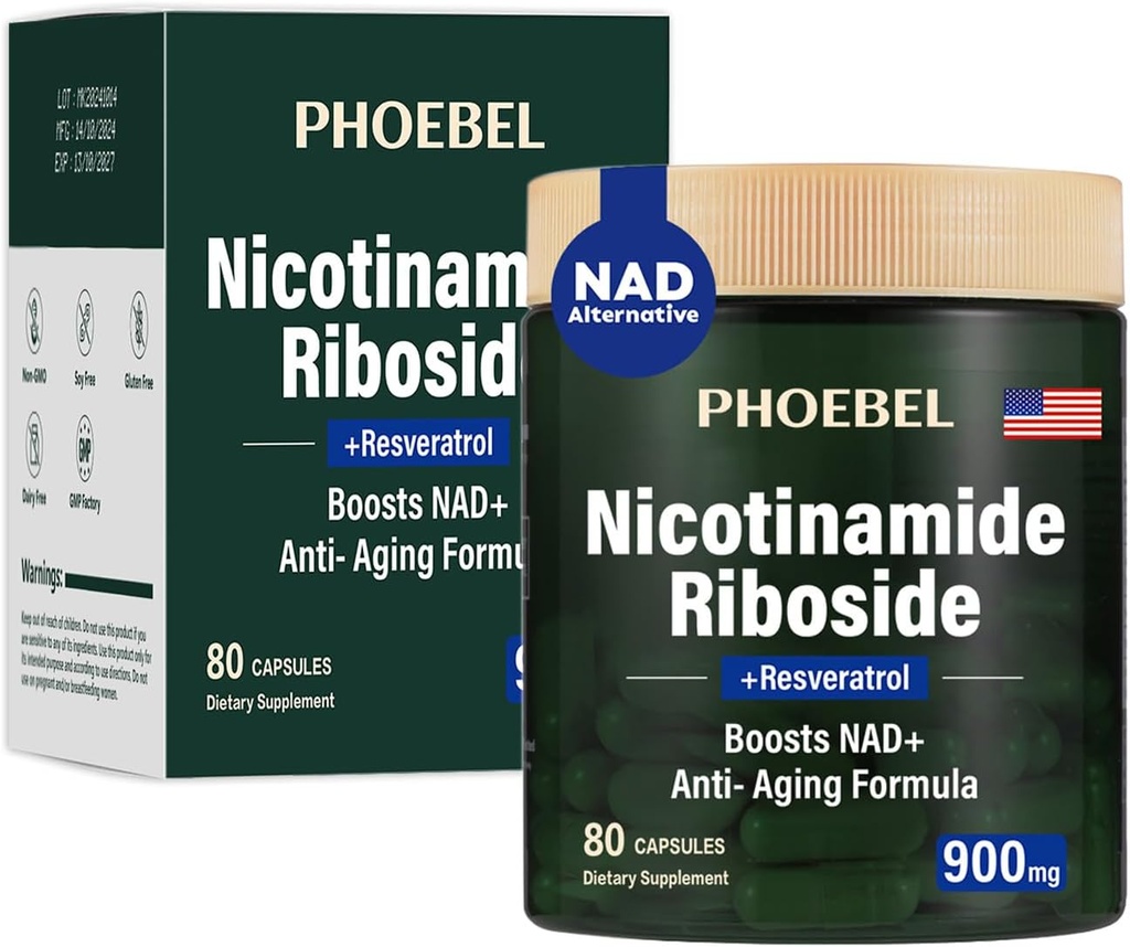 Neu NAD + Ergänzung - Resveratrol, Liposomal Nicotinamid Riboside, Quercetin- Hohe Reinheit NAD Ergänzung für Energie, Fokus - 80 Count,900mg