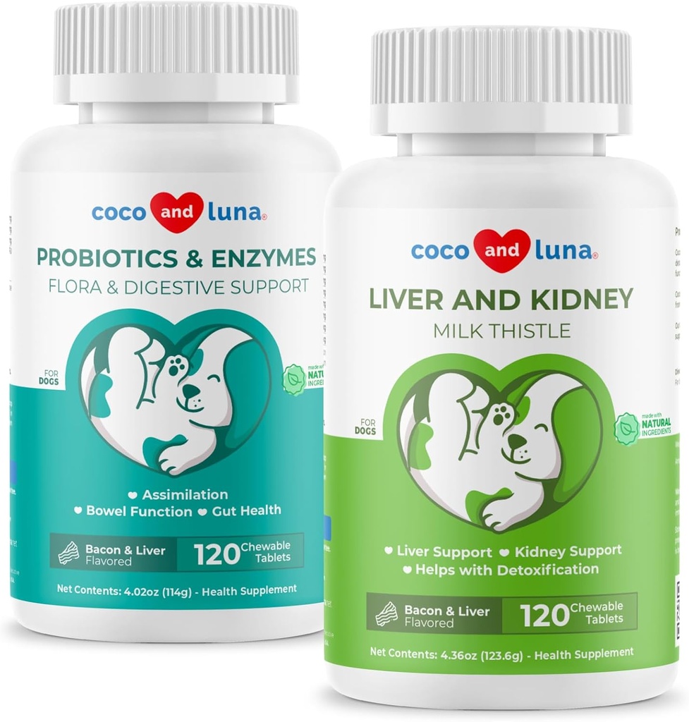 Milchdistel & Probiotika für Hunde - Leberunterstützung, Bowel-Funktion, Verdauungsunterstützung für Gas, Durchfall, Bad Dog Breath & Constipation