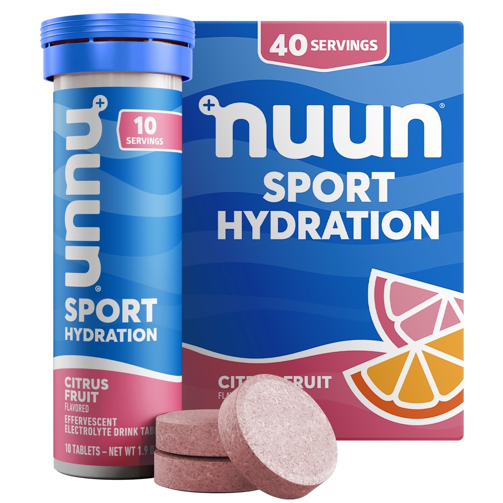 Nuun Sport Elektrolyt Tabletten mit Magnesium, Kalzium, Kalium, Chlorid & Natrium, Gluten Free & Vegan, Citrus Fruit, 4 Packung (40 Portionen insgesamt)
