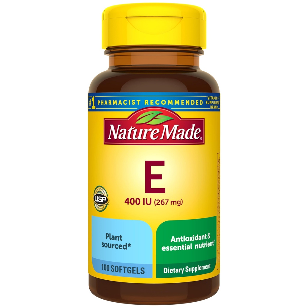 Nature faite vitamine E 267 mg (400 UI) d-Alpha, supplément alimentaire pour le soutien antioxydant, 100 softgels, 100 jours d'approvisionnement