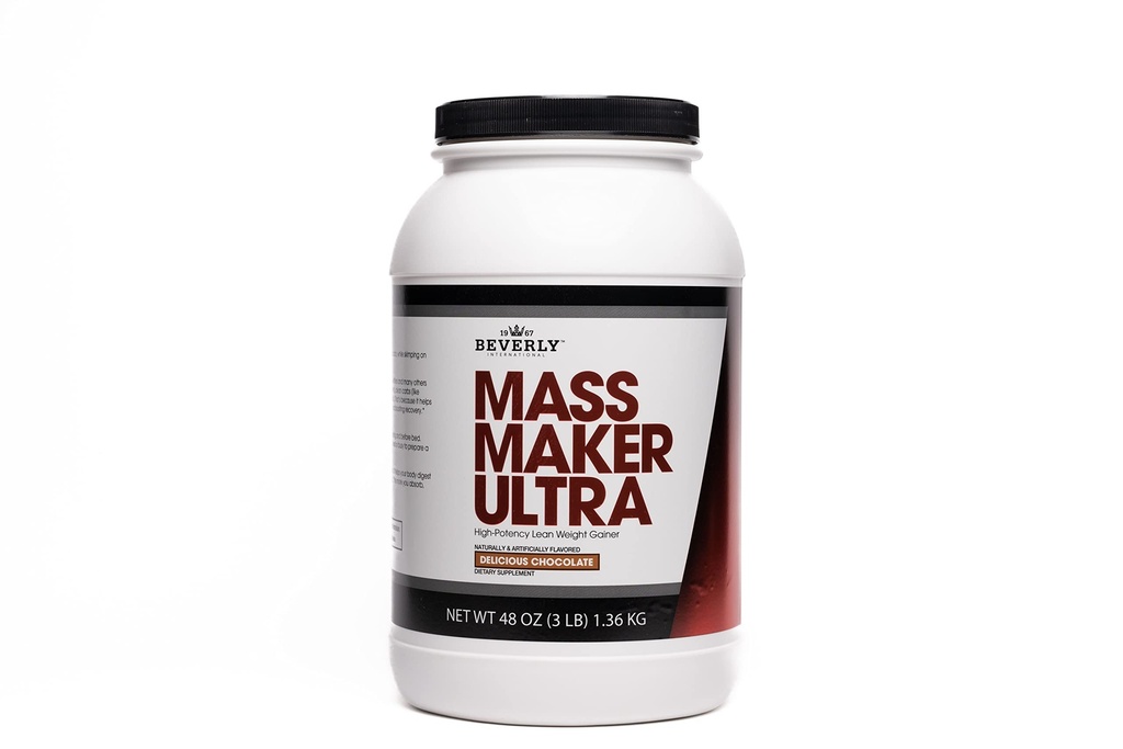 Beverly International Mass Maker Ultra Chocolate, 14 Servierungen, 3lb. Bauen Sie Lean-Masse wie ein Pro. Milk Protein Isolate, Whey Protein Isolate + Egg. MCT Öl. Clean Carbs, Great Taste