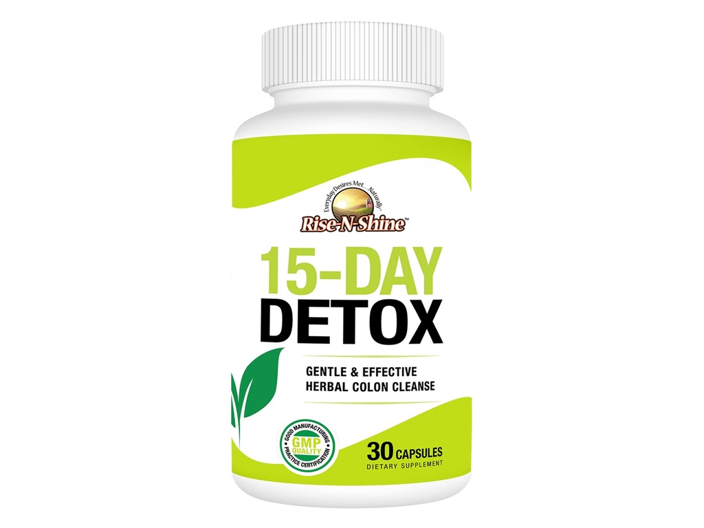 Rise-N-Shine 15 jours Detox Cleanse - Gut Health Support pour les femmes et les hommes avec Senna Leaf et Cascara Sagrada (30 capsules)