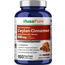 NusaPure Ceylon Cinnamon20:1 Extrakt, 500 mg Äquivalent zu 10.000 mg Pro Caps | 150 Veggie Kapseln | Non-GMO, Vegan mit Bioperine