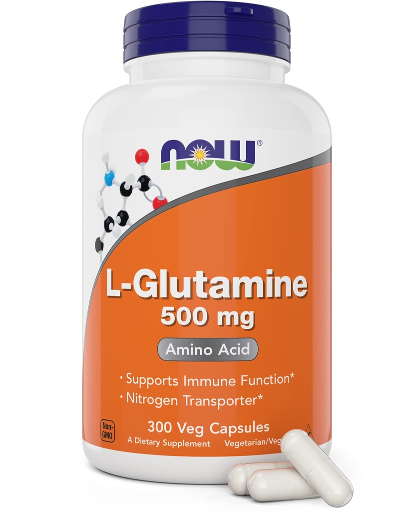 Jetzt L-Glutamin 500mg 300 Veg Kapseln - Non-GMO Supplement - Vegan Lglutamin Caps