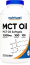 Nutricost MCT Oil Softgels 1000mg, 300 SFG (3.000mg Serv) - Toll für Keto, Ketosis und Ketogene Ernährung