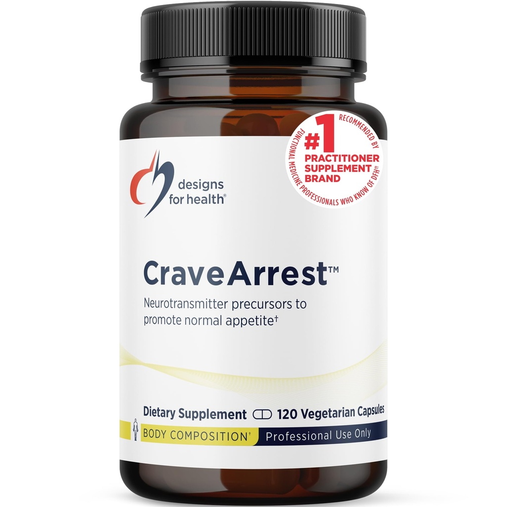 Designs for Health CraveArrest - L-Tyrosine anti-gravure supplément de soutien avec 5-HTP, B6, Rhodiola, B12 - Conçu pour la sérotonine + support dopamine (120 capsules)