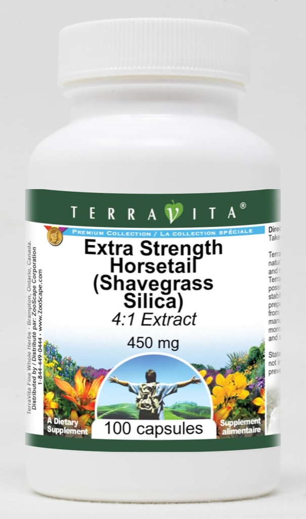 Extra Stärke Pferdeschwanz (Shavegrass Silica) 4:1 Extrakt - 450 mg (100 Kapseln, ZIN: 514199) - 3 Packung