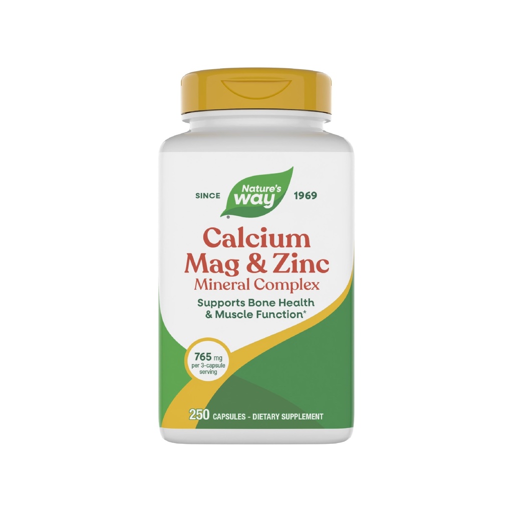 Nature's Way Calcium Magnesium & Zink Mineral Complex, unterstützt Knochengesundheit & Muskelfunktion*, Immununterstützung*, 250 Kapseln (Packaging May Vary)