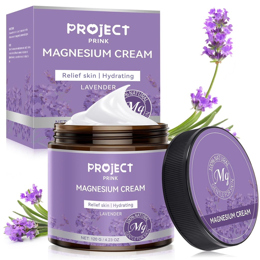 Magnesium Cream for Tired Skin, Supports Nighttime Unwind & Calming Sensation, Non-Greasy Gentle Hydrating Formula with Natural Lavender Scent