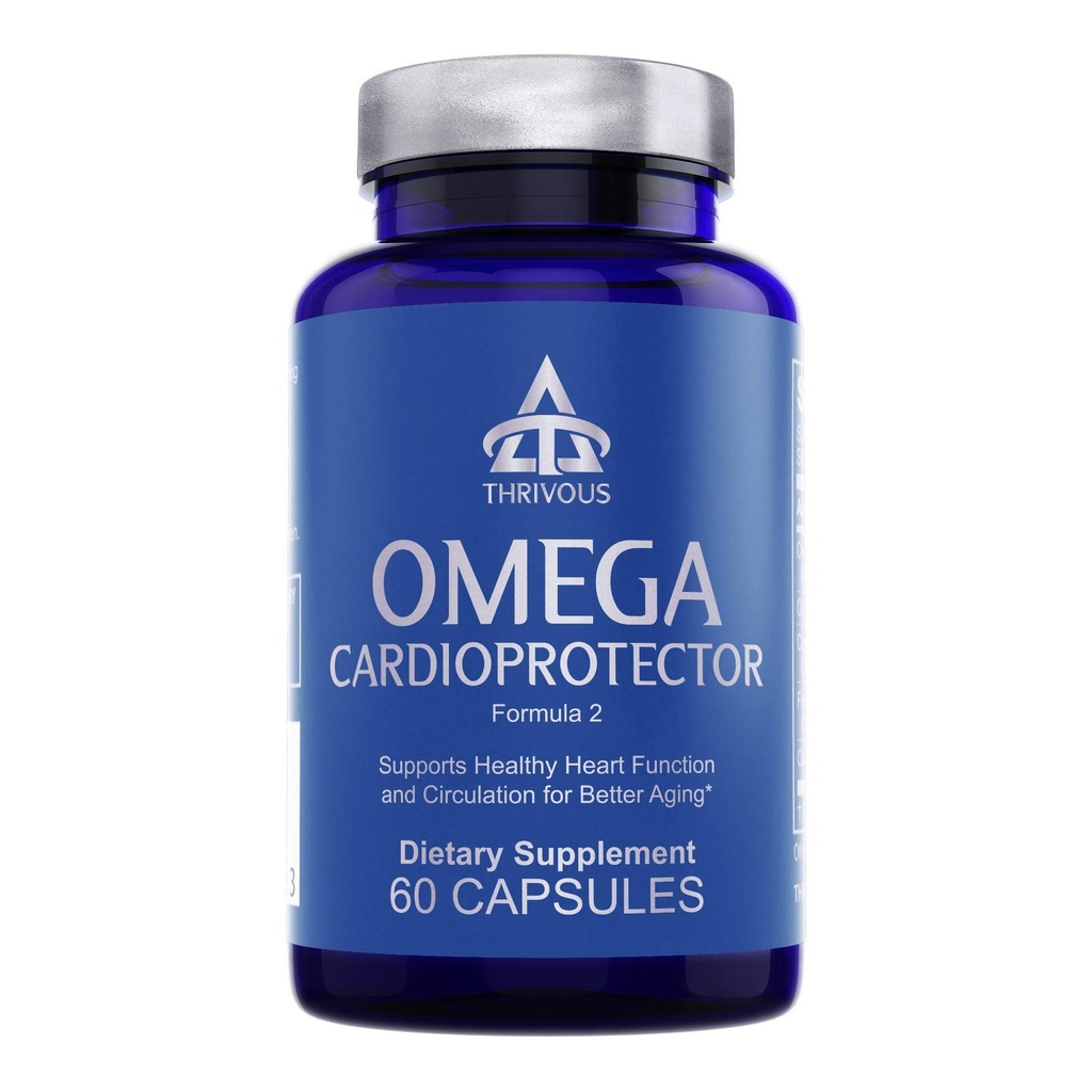 Thrivous Omega Cardioprotector – Advanced Heart & Circulation Support Supplement mit AvailOm Omega-3, Knoblauch, Gotu Kola, Oligopin Pine Bark – 60 Vegan Kapseln
