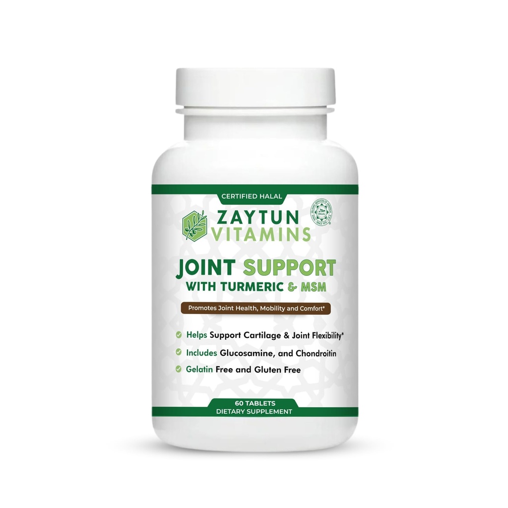 Zaytun Halal Joint Support mit Turmeric + Glucosamin, fördert gemeinsame Gesundheit, Flexibilität und unterstützt Mobilität, 1 Monat Versorgung, keine Gluten, kein Gelatin, Made in USA - Halal Vitamins