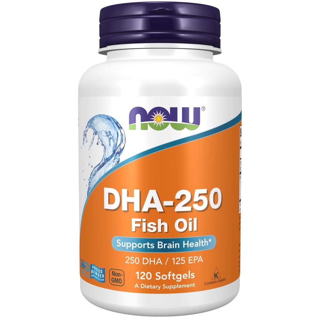JETZT Nahrungsergänzungsmittel, DHA-250 mit 125 EPA, Molekular destilliert, unterstützt Gehirngesundheit*, 120 Softgels